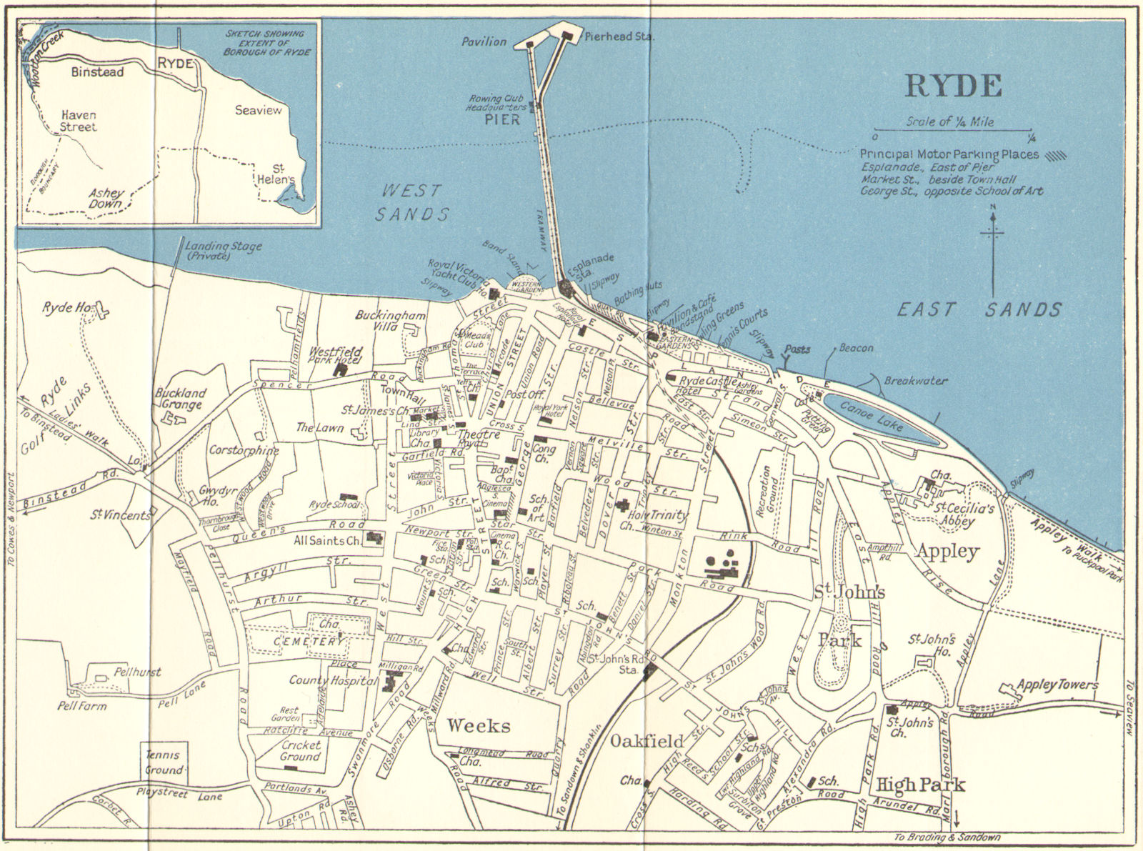 RYDE vintage town/city plan. Isle of Wight. WARD LOCK c1961 old vintage map